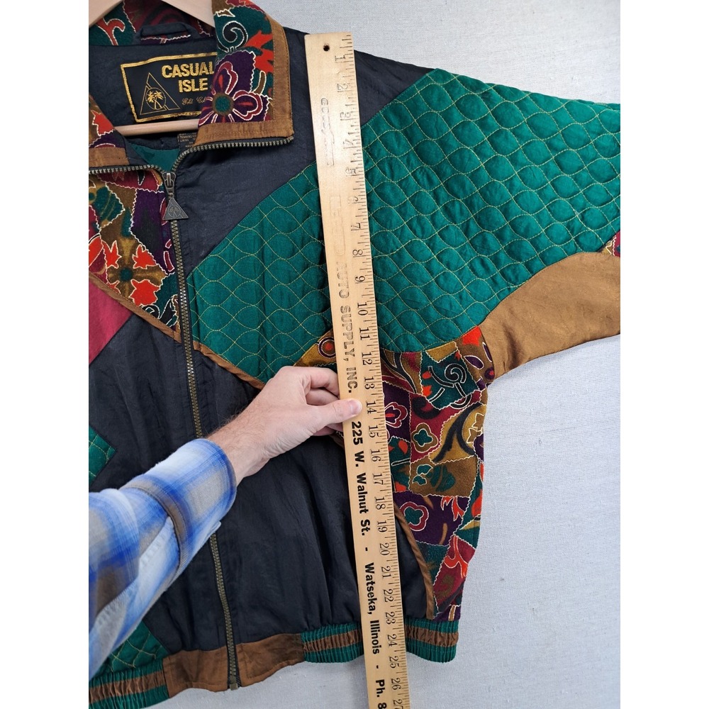 Vtg Windbreaker Womens Medium Abstract Colorful Track Jacket 80s 90s Parachute - Picture 6 of 10